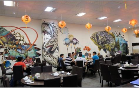 崇义海鲜餐厅墙体彩绘